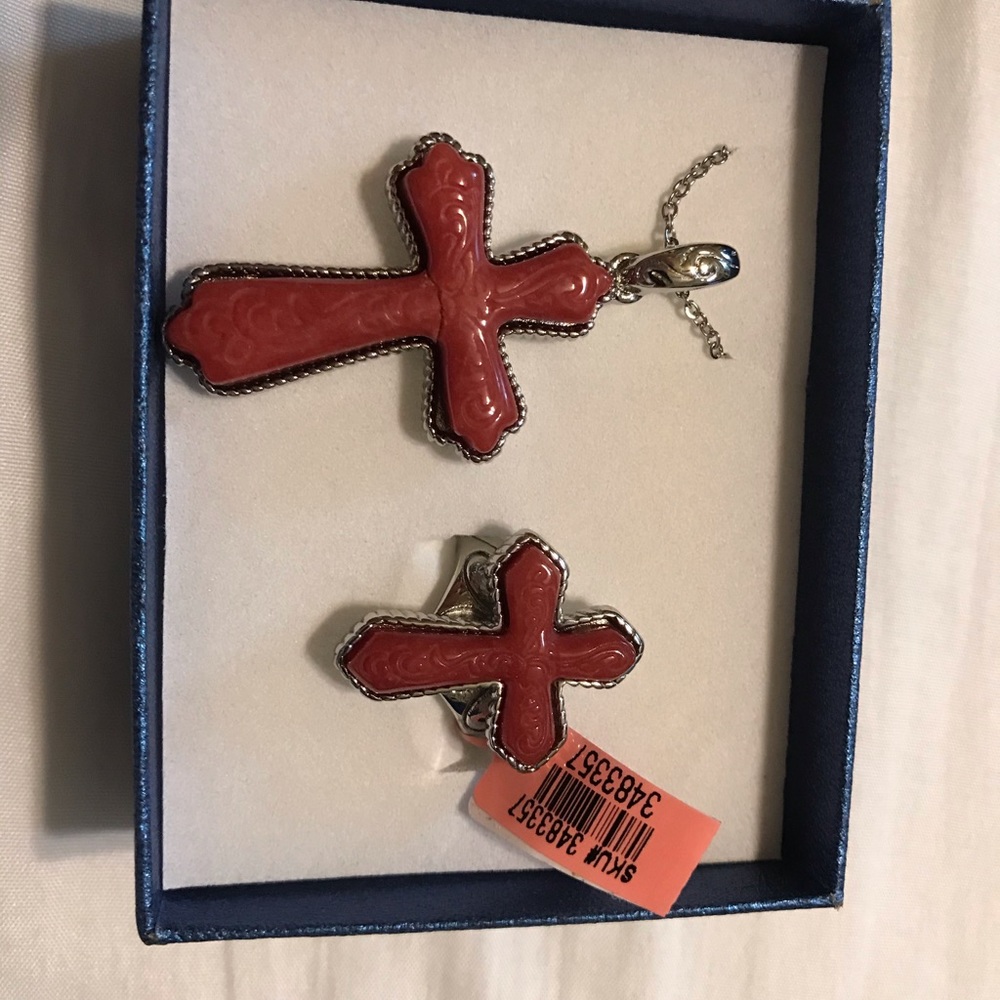 Red Corral Cross & Chain and Coral Cross Ring